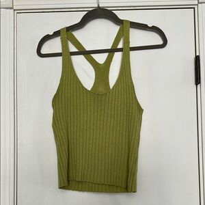 NA-KD Green Ribbed Tank Top
